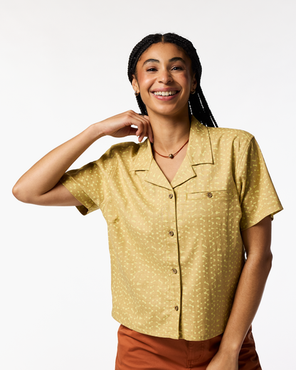 Afuera Button Up Shirt - Print - Women's - Shimmer Honeydew - US 4957